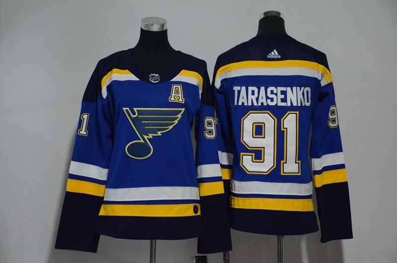 Women St. Louis Blues 91 Tarasenko Blue Hockey Stitched Adidas NHL Jerseys1